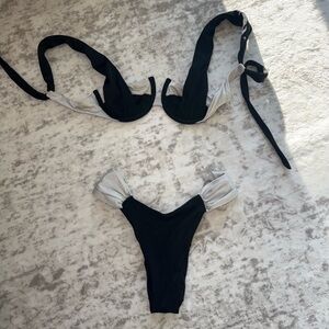 ONE ONE SWIM Black and Silver Bikini Set